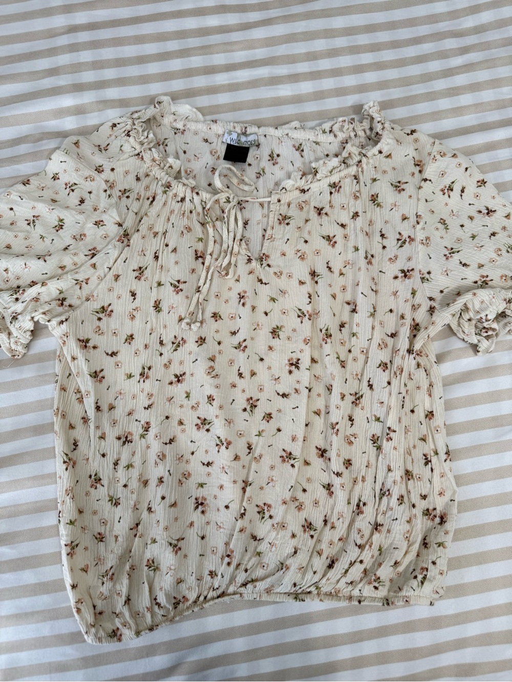 Wild Moss Floral Peasant Top XL | Boho Cottagecore Blouse